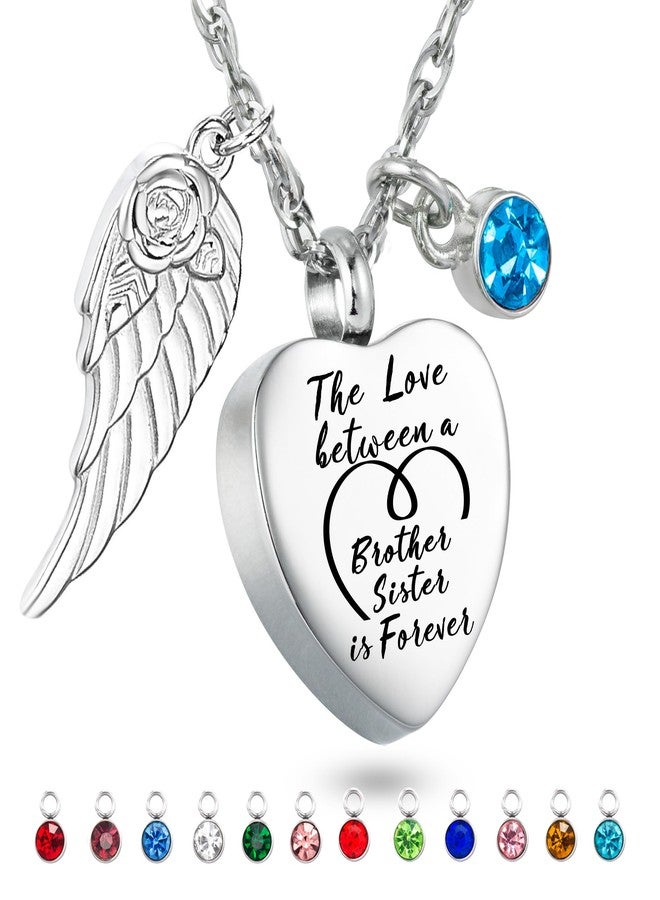 Gredstar Heart Urn Necklace for Ashes Love between Brother and Sister Cremation Urn Necklace Memorial Jewelry Keepsake Pendant for Loss Ash Holder Sympathy Gift - Image 1